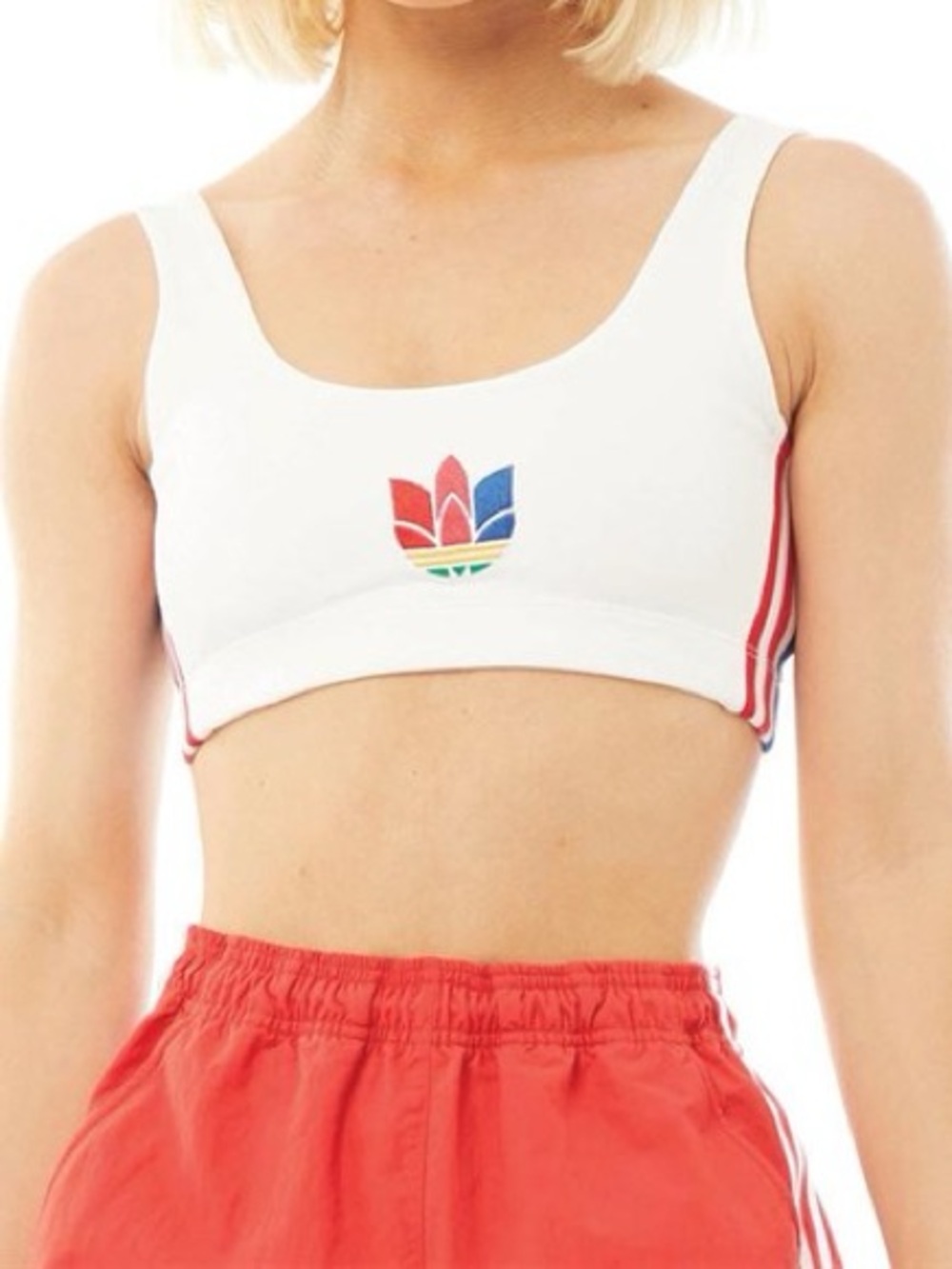 ADIDAS Adicolor 3D Trefoil Bra Cropped Tank Top in White Women's Size XS